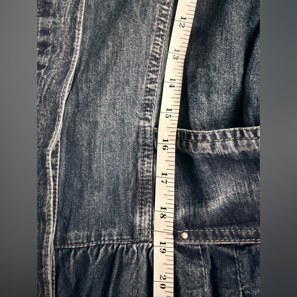 eShakti NEW Custom Shirtdress. Blue Denim,Pleated Pocketed Skirt, Sash, Sz 16W - Picture 5 of 16